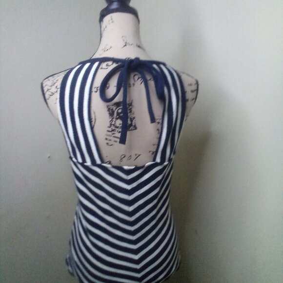 Maeve Anthropologie Shirt XS Sleeveless Straps Stripe Blue White - Picture 11 of 15